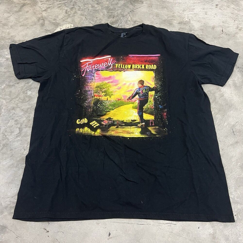 Elton John Farewell Yellow Brick Road Tour 2019 Men’s Black T-Shirt Size XL